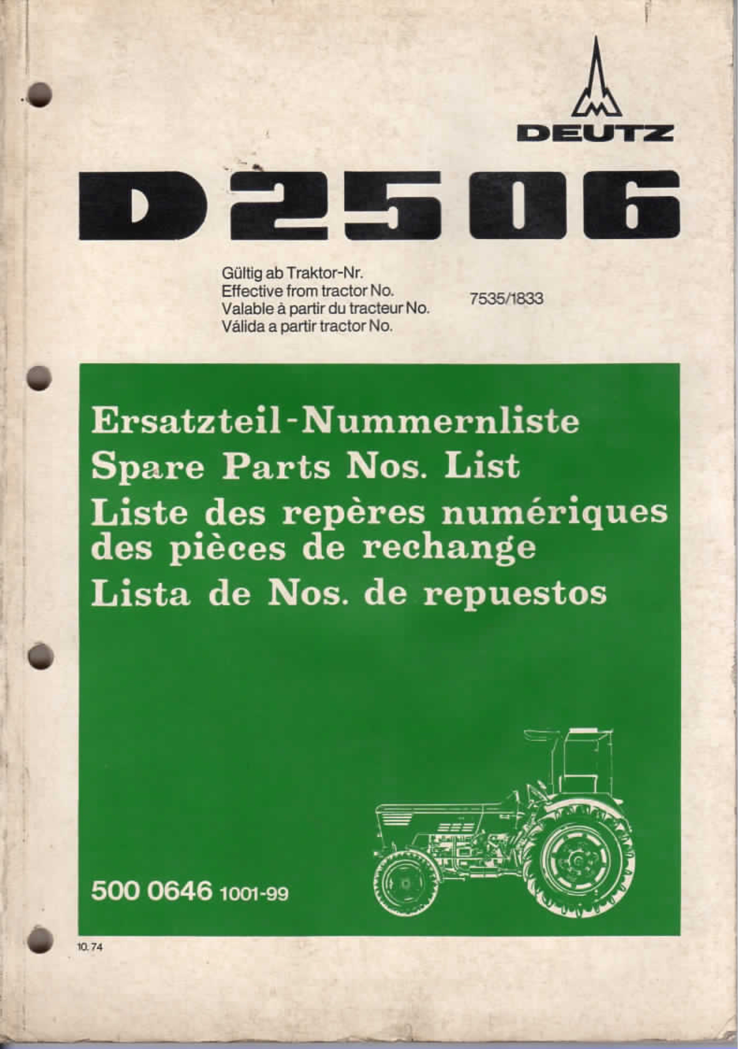 Deutz Schlepper D2506 Ersatzteil-Katalog