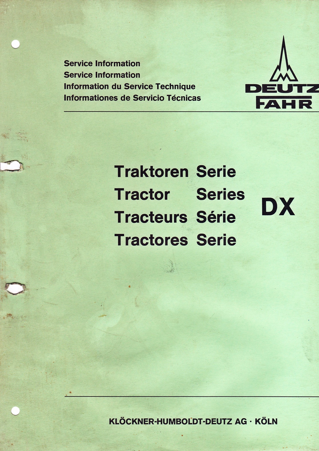 Service Informationen, Deutz Fahr Traktoren der Serie DX